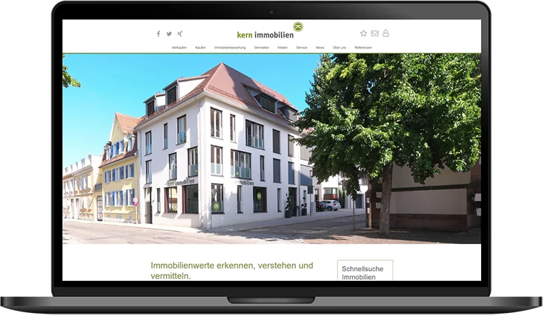 Website Kern Immobilien auf dem Laptop