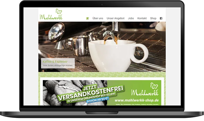 Website Mahlwerkk auf dem Laptop