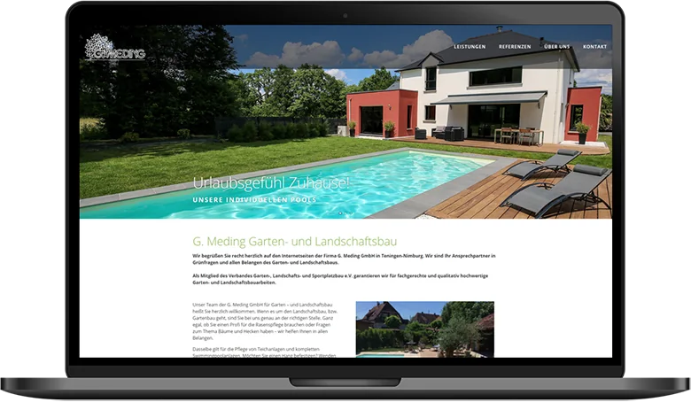 Website G. Meding auf dem Laptop