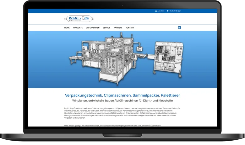 Website Profi L Clip auf dem Laptop