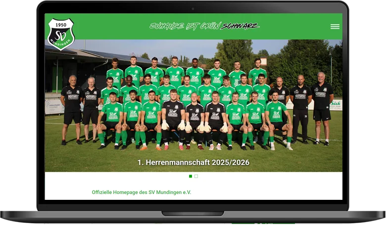 Website SV Mundingen auf dem Laptop