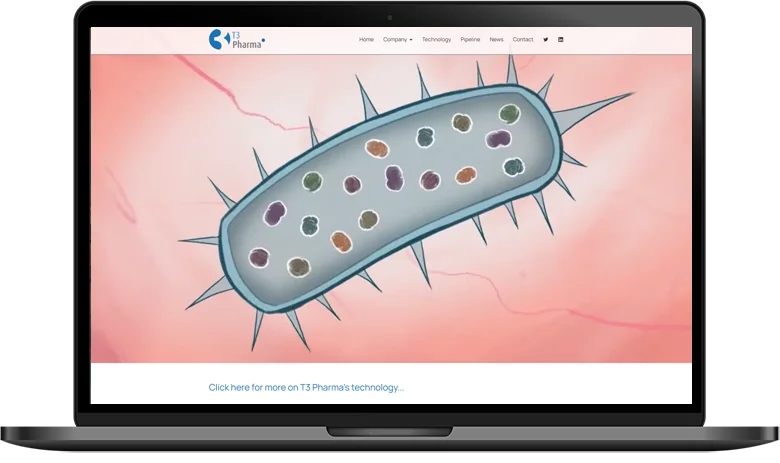 Website T3 Pharma auf dem Laptop